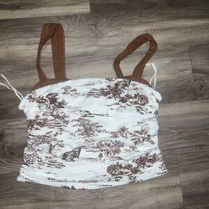 Brown and White Free People Tank